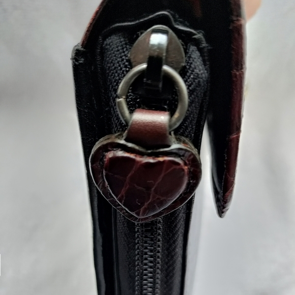 Brighton | Two Toned Leather Black & Brown Silver & Gold Tri-Fold Wallet - Picture 6 of 14